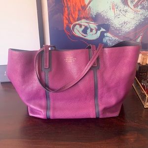 Smythson of London purple navy leather tote